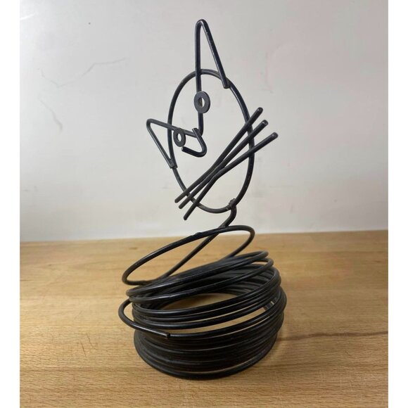 Black Wire Metal Cat Memo Holder For Desk Organization Coil - Picture 3 of 4